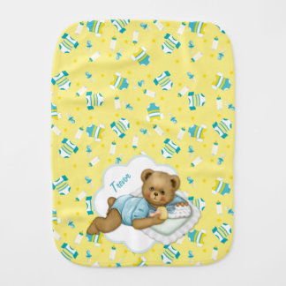 Baby Boy Teddy Bear - Burp Cloth