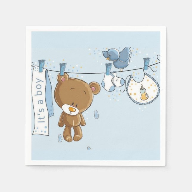 Baby Boy Teddy Bear  Napkins (Front)