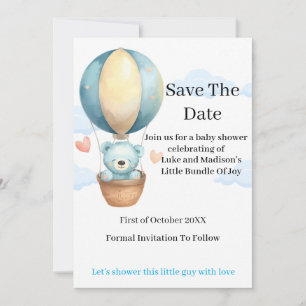 Baby Boy Teddy Bear Save the Date Card