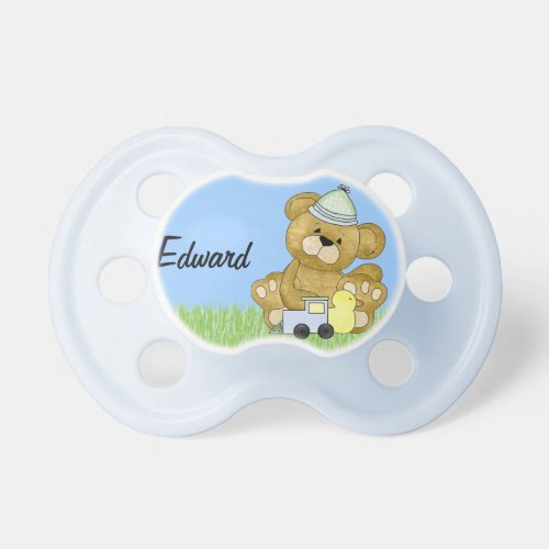 Baby Boy Teddy Bear to Personalize Pacifier