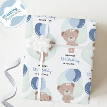 TEDDY BEAR Pink Birthday Wrapping Paper Roll