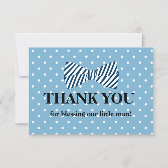 Baby Boy Thank You Card, Little Man Bow Tie (Front)