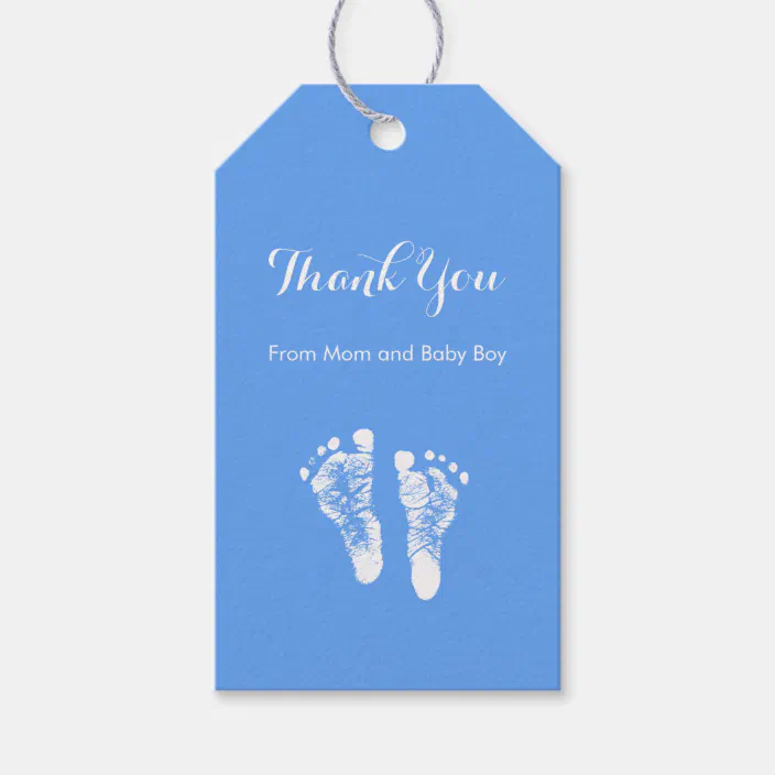 Baby Boy Thank You Cute Blue Newborn Footprints Gift Tags Zazzle Com