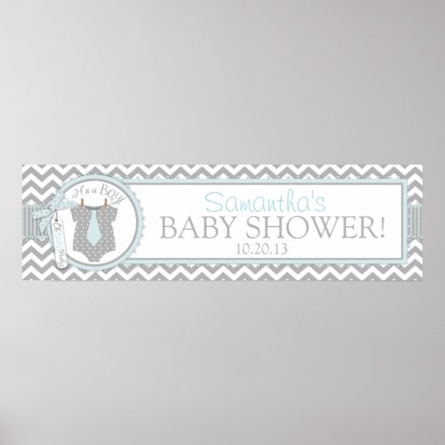 Baby Boy Tie Chevron Print Baby Shower Banner
