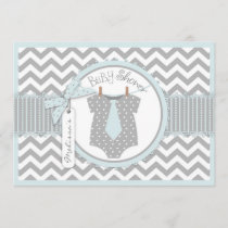 Baby Boy Tie Chevron Print Baby Shower Invitation