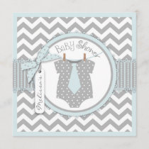 Baby Boy Tie Chevron Print Baby Shower Invitation