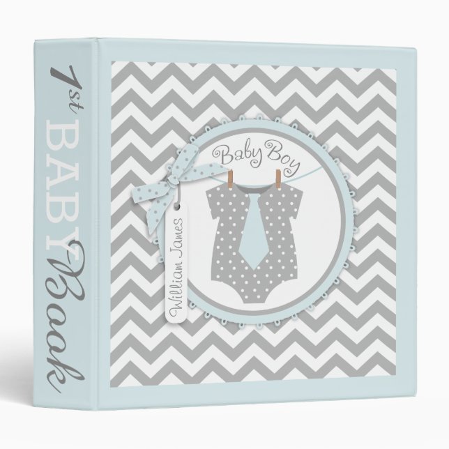 Baby Boy Tie Memory Book Album 3 Ring Binder (Front/Spine)