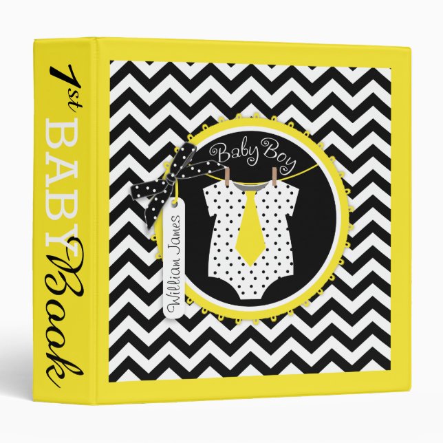 Baby Boy Tie Memory Book Album 3 Ring Binder (Front/Spine)