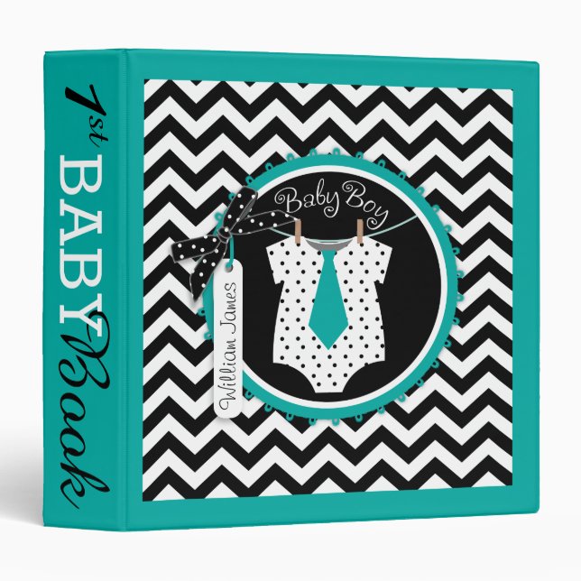 Baby Boy Tie Memory Book Album Binder (Front/Spine)