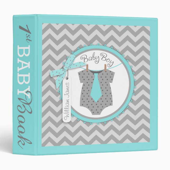Baby Boy Tie Memory Book Album Binder (Front/Spine)