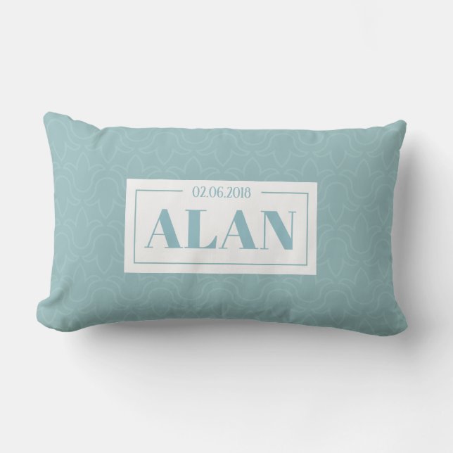 Baby boy toddler name and birth date nursery decor lumbar pillow (Front)