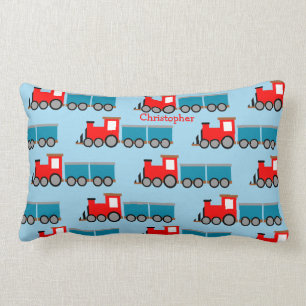 Baby Boy Toy Train Choo Choo Personalize Name Lumbar Pillow