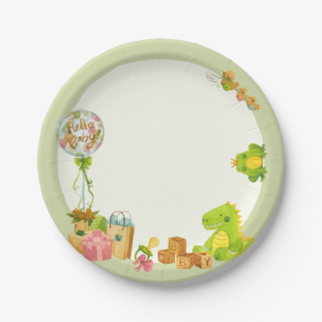 Baby boy toys birthday party  paper plates (Front)