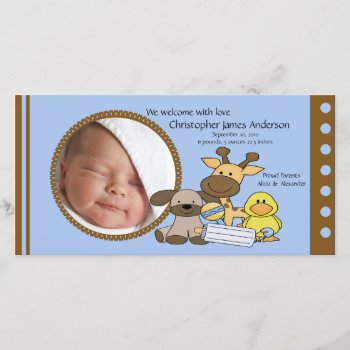 Baby Boy Toys Photo Birth Announcement by celebrateitinvites at Zazzle
