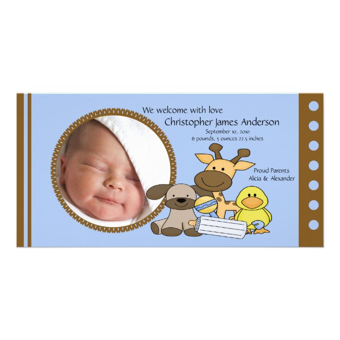 Baby Boy Toys PHOTO Birth Announcement Photo Greeting Card