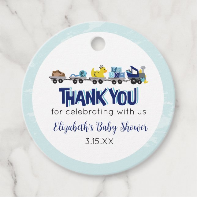 Baby Boy Train Theme Baby Shower  Favor Tags (Front)