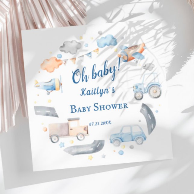 Baby Boy Transportation Cars Baby Shower Napkins (Creator Uploaded)