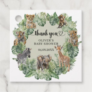 Baby Boy Tropical Jungle Safari Animals Shower Favor Tags