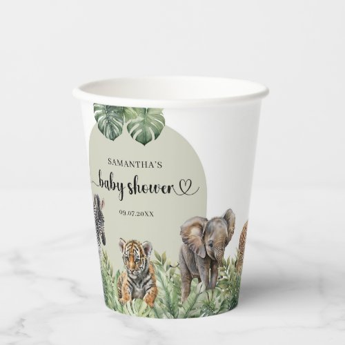Baby Boy Tropical Jungle Safari Animals Shower  Paper Cups