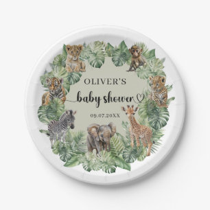 Baby Boy Tropical Jungle Safari Animals Shower Paper Plates