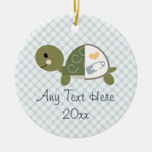 Baby Boy Turtle Ornament Blue Diaper Pin
