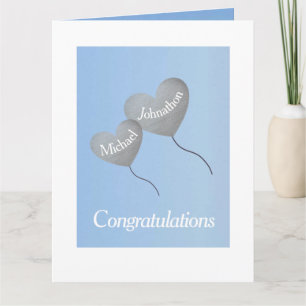 Baby boy twin birth congratulations card