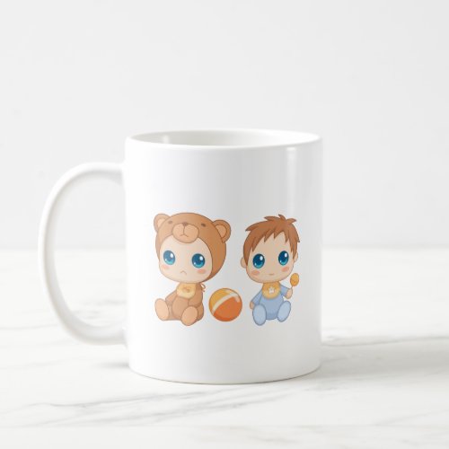Baby Boy Twins Bear Jumpsuit Coffee Mug