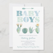 Baby Boy Twins or Triplets Cactus Baby Shower Invitation (Front)