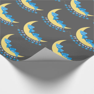 Baby Boy Twins Teddy Bears on Moon Pattern Wrapping Paper
