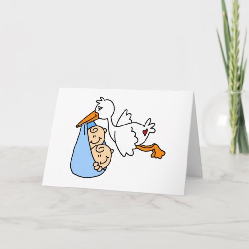 Baby Boy Twins with Stork Card | Zazzle