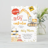 Baby Boy Under Construction Baby Shower Invitation (Standing Front)