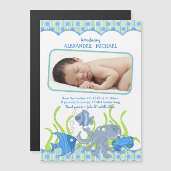 Baby Boy Under The Sea Birth Announcement by wasootch at Zazzle