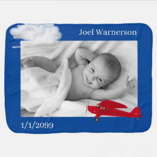 Baby Boy Upload Blanket With Airplane and Name