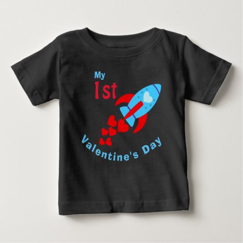 Baby Boy Valentines Day Cute Heart Rocket Baby T_Shirt