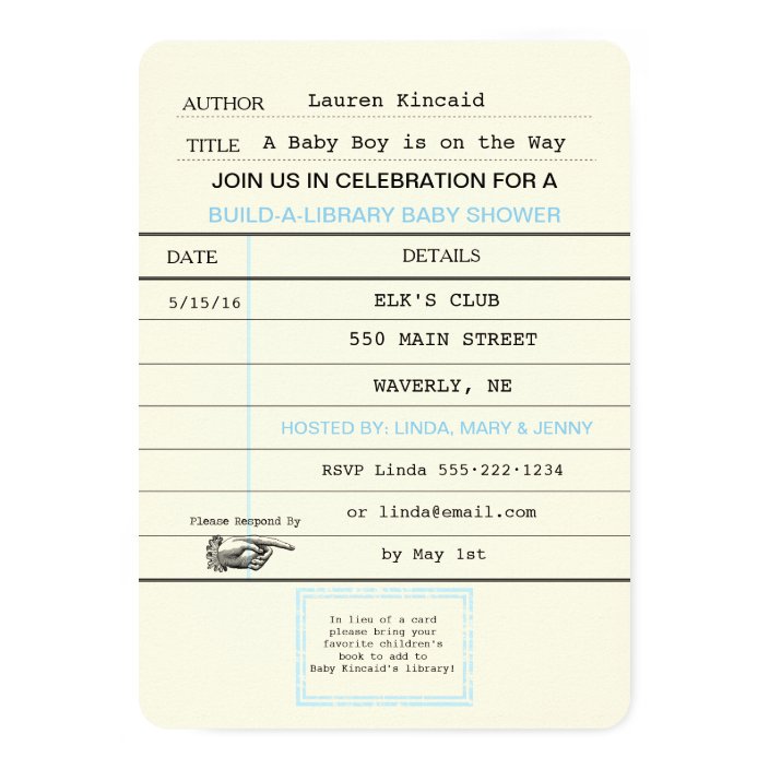 Baby Boy Vintage Library Card Book Shower Zazzle Com