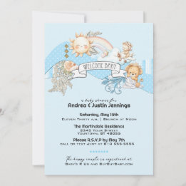 Baby Boy Watercolor Blue Baby Shower Invitation