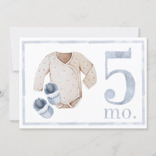 Baby Boy Watercolor Milestone Five Month Old Card
