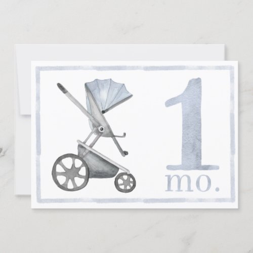 Baby Boy Watercolor Milestone One Two Month Old Invitation