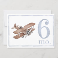Baby Boy Watercolor Milestone Six Month Old Card