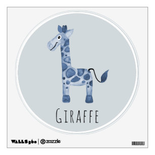 Baby Boy Watercolor Safari Giraffe Nursery Art Wall Decal