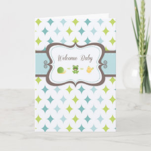 Baby Boy, Welcome, Blue, Green, Brown Card