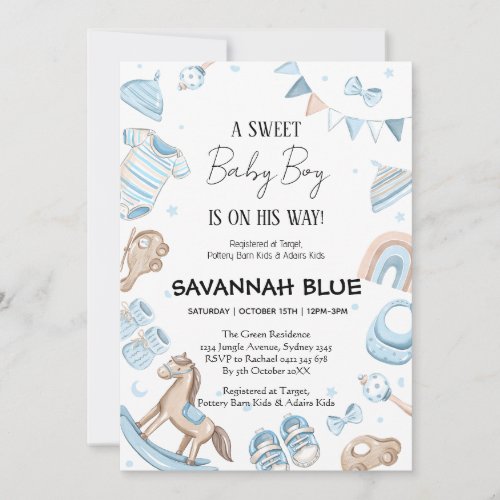 Baby Boy Welcome Party Invitation