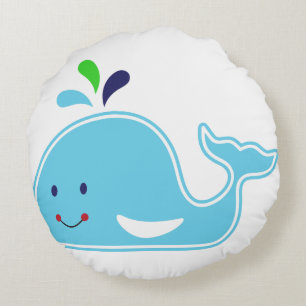 Baby Boy Whale Round Pillow