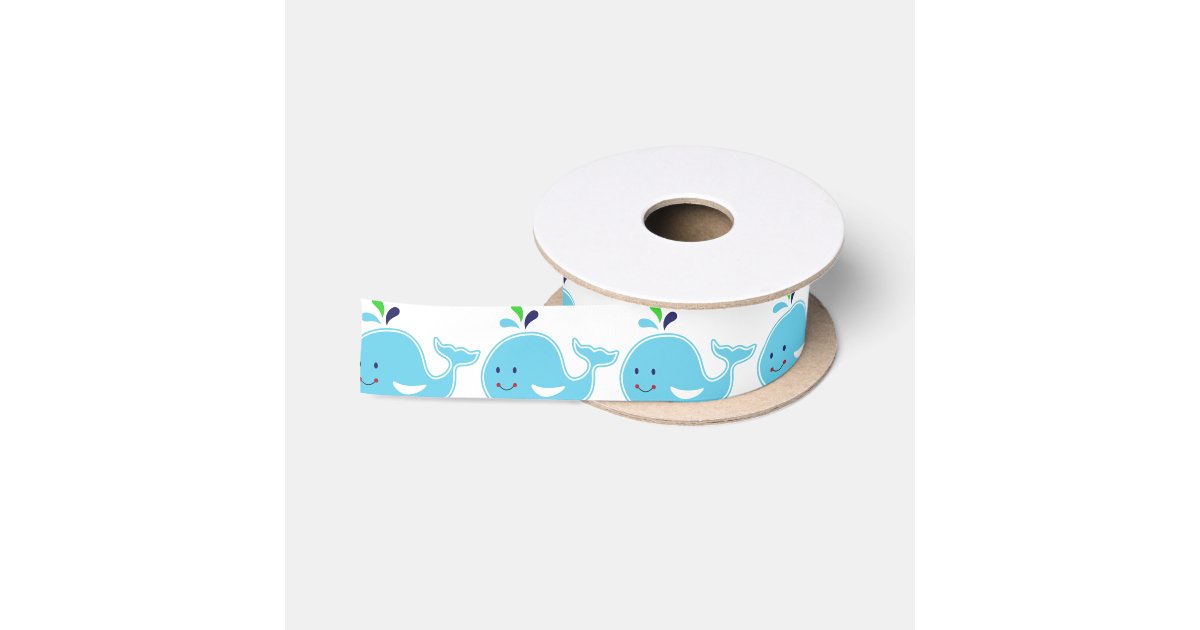 Baby Boy Whale Satin Ribbon | Zazzle