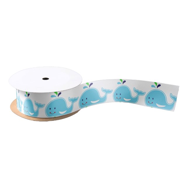 Baby Boy Whale Satin Ribbon (Spool)