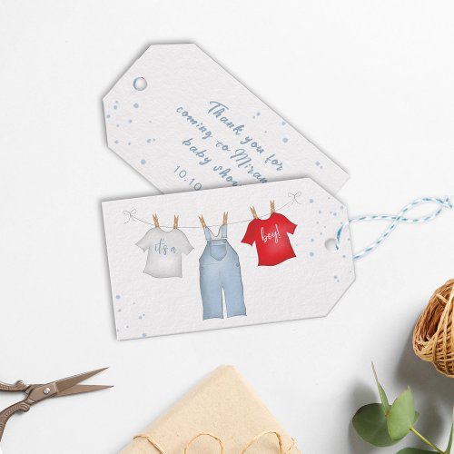 Baby Boy Whimsical Denim Blue Baby Shower Gift Tags