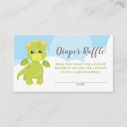 Baby Boy Whimsical Dragon Diaper Raffle Enclosure Card