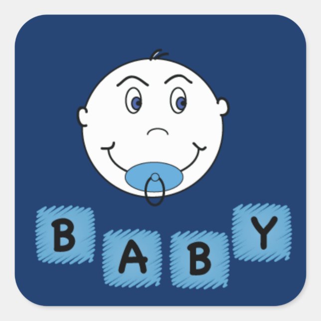 Baby Boy with Binky Square Sticker (Front)