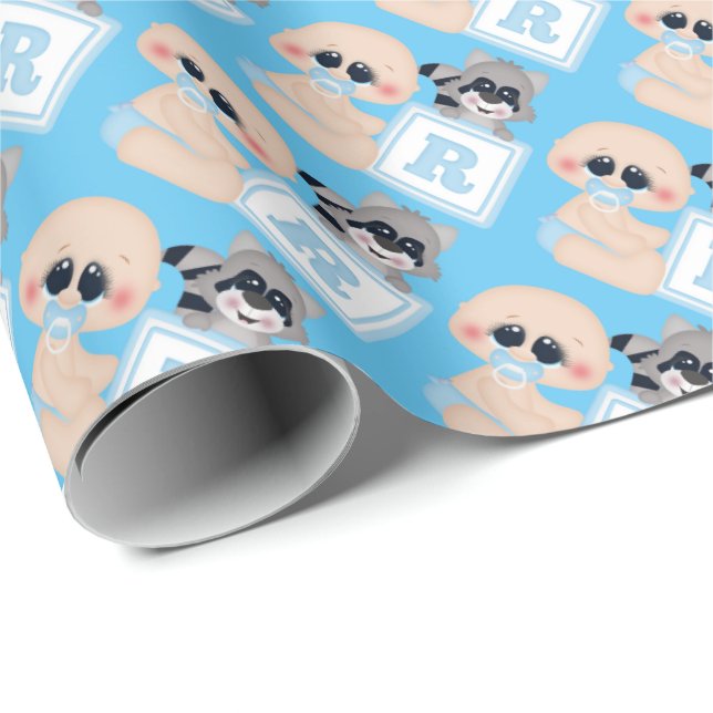 Baby boy with block wrapping paper (Roll Corner)