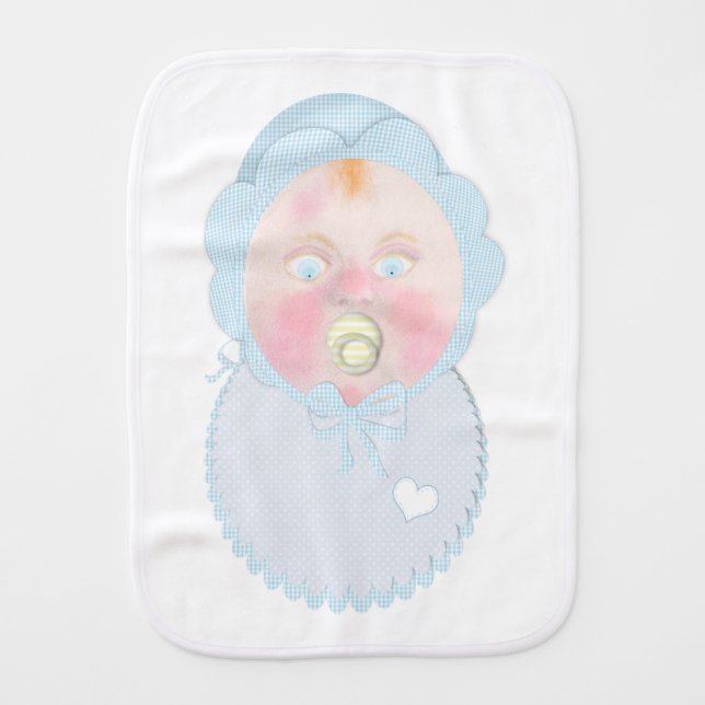 Baby boy with bonnet Burp Cloth (Front)